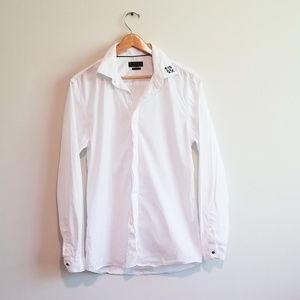 Zara White Button Down w/ Embroidery